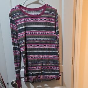 Cuddl Duds Pink and Gray Thermal Top And Pants